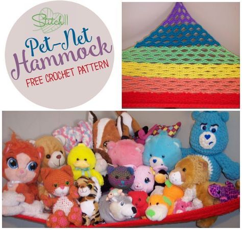 PicMonkey-Collage Crochet Toy Net Free Pattern, Crochet Hammock, Net Hammock, Stuffed Animal Hammock, Toy Net, Toy Hammock, Yarn Projects, Crochet Toy, Crochet Home