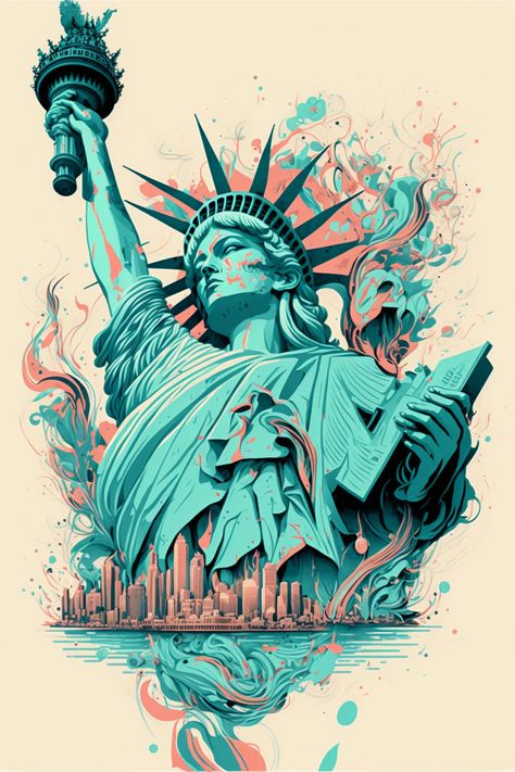 Lady Liberty Drawing, Statue Of Liberty Art, Statue Of Liberty Drawing, Patriotic Tattoos, Usa Pictures, Map Murals, Graffiti Wallpaper Iphone, New York Graffiti, Patriotic Art