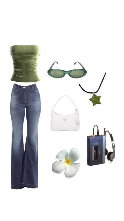 #green #oufit #greenoutfit #outfitinspo Green Outfit Baddie, Cheap Green Y2k Style Crop Top, Green 2000s Outfit, Green Y2k Style T-shirt, Fitted Green 90s Tops, Green Y2k Outfit, Green V-neck Y2k Tops, Green Y2k, Fits Aesthetic