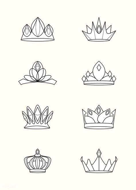 Luxurious royal crown designs vector collection | free image by rawpixel.com / busbus Crown On Head Reference, Drawing Reference Simple, Mandala Hand Tattoos, Crown Drawing, Crown Diamond, Artist Problems, Logo Samples, Doodle Art Journals, Friendship Tattoos