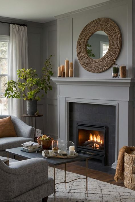 fireplace decoration, interior design living room, home interior decor, cozy living room, wall paint color, kitchen design ideas, home decor inspiration Brown Fireplace Living Room, Brown Fireplace, Installing A Fireplace, Light Oak Floors, Fireplace Living Room, The Fireplace, Livingroom Layout, Living Room With Fireplace, Fireplace Design