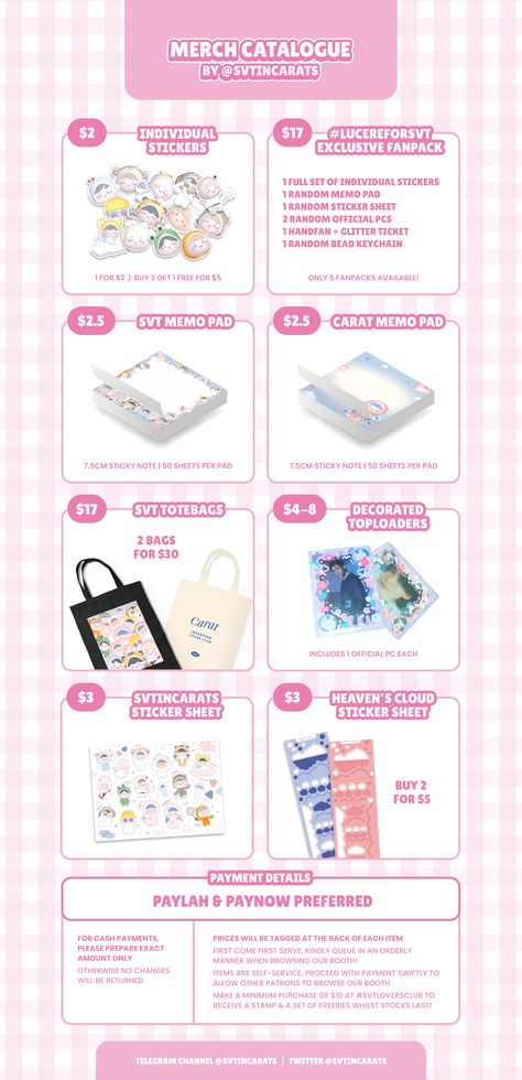 Merch Catalogue, Cloud Stickers, Notice Board, Winter Festival, Beaded Keychains, Memo Pad, Aesthetic Design, Sticky Notes, Sticker Sheets