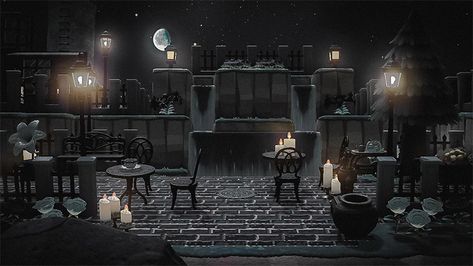 20 Dark Goth Island Ideas For Animal Crossing: New Horizons – FandomSpot Acnh Witchy, Animal Crossing Island Inspiration, Acnh Layout, Goth Theme, Inner Darkness, Dark Castle, Haunted Forest, Island Theme, Acnh Ideas