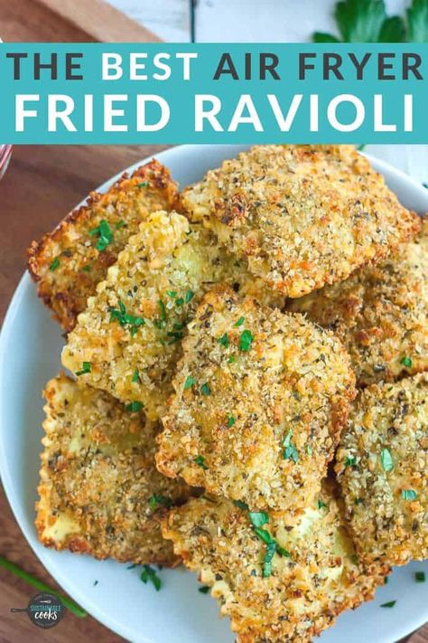 Airfry Ravioli Recipe, Air Fry Ravioli, Airfryer Ravioli, Air Fried Ravioli, Air Fryer Toasted Ravioli, Air Fryer Ravioli, Fried Ravioli, Quick Appetizer, The Best Air Fryer