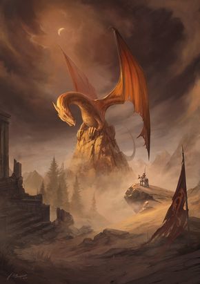 Collection: In The Shadow of Dragon by techgnotic on DeviantArt Dragon Medieval, Orange Dragon, Dragon's Lair, Cool Dragons, Gra O Tron, Dragon Pictures, Dragon Artwork, Mythological Creatures, Fantasy Dragon