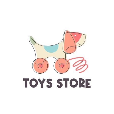 Toy Store Logo Design, Art Vector Illustration, Line Art Vector, Simple Toys, Illustration Logo, Toy Boxes, Toy Store, Wooden Toys, Premium Vector