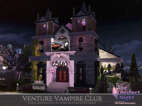 Rirann's The Perfect Night - Venture Vampire Club Sims 4 Nightclub, Vampire Nightclub, Vampire Club, Sims 4 Vampire, Vampire Mansion, Living Room Sims 4, Vampire Kids, Vampire House, Vampire Wedding