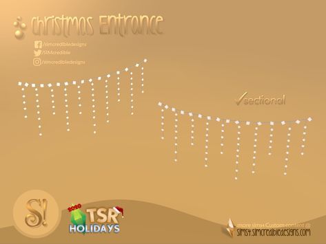 SIMcredible!'s Holiday Wonderland - Christmas Entrance - little lamps Fairy Lights Sims 4, String Lights Sims 4 Cc, Sims 4 Cc String Lights, Sims 4 String Lights Cc, Sims 4 Cc Fairy Lights, Sims 4 Fairy Lights Cc, Sims 4 Lights Cc, Christmas Entrance, Sims Decor