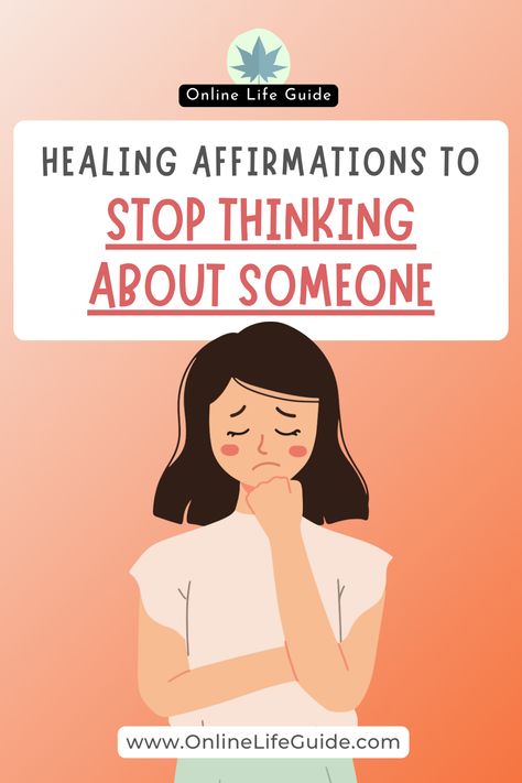 Tired of the constant thoughts about someone you once loved and want to move on? These affirmations will guide you through letting go, managing emotions, and redirecting your focus toward self-love and growth. Reclaim your mental space and discover the freedom that comes with releasing the urge to think about them or constantly check on them.  (Also includes a 7-step guide on how to use these affirmations to stop thinking about someone). Daily Affirmations Letting Go Of Someone, Move On Affirmations, Moving On Affirmations, How To Let Someone Go, How To Stop Thinking About Someone, How To Move On And Let Go, How To Let Go Of Someone, Thinking About Someone, Mental Space