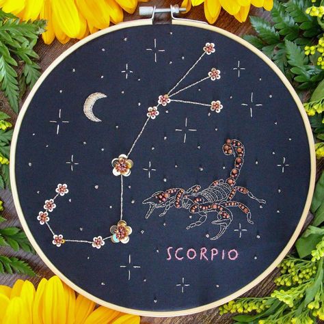 zodiac,patterns,embroidery,diy,etsy Earring Display Diy, Zodiac Tumblr, Zodiac Embroidery, Watercolor Embroidery, Clothes Embroidery, Clothes Embroidery Diy, Embroidery Sampler, Embroidery Diy, Handmade Inspiration