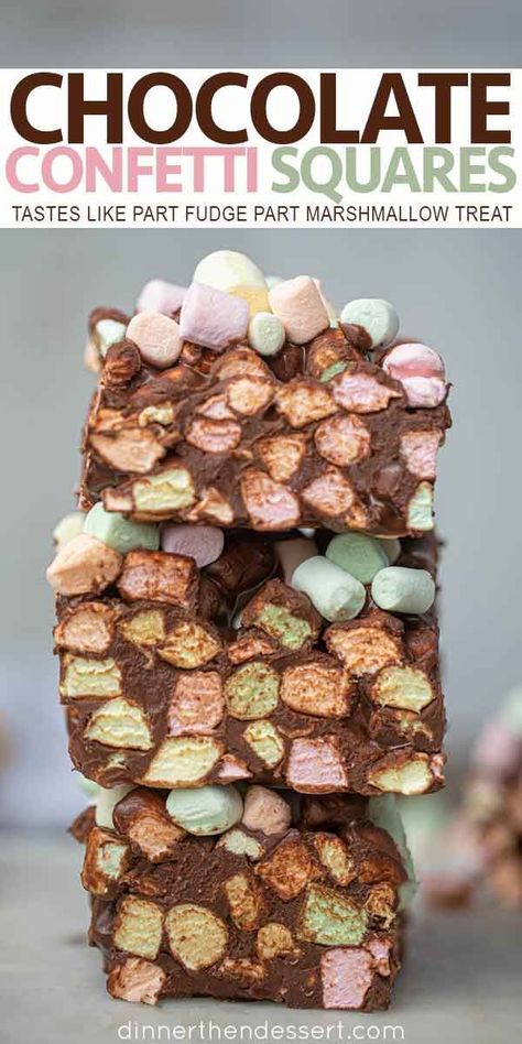 Chocolate Marshmallow Squares, Chocolate Chips And Peanut Butter, Confetti Squares, Peanut Butter Marshmallow Squares, Melted Chocolate Chips, Chocolate Walnut Fudge, Marshmallow Desserts, Peanut Butter Squares, Marshmallow Bars