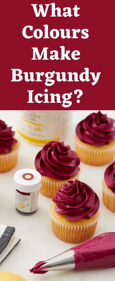 Looking for a great color for decorating your cake? Want to try to make a beautiful shade of burgundy? This post will answer the question: how to make burgundy icing? Burgundy is an elegant color and is a top choice for brides when choosing their wedding colors. It is a dark red or purple color. It gets its name from the color of burgundy wine, that comes from the Burgundy region of France. Icing Color Chart, Elegant Cupcakes, Purple Food Coloring, Frosting Colors, Coloured Icing, Orange Food Coloring, Pink Icing, Floral Cupcakes, Red Cake