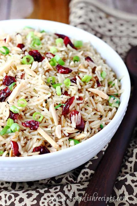 Almond Rice Pilaf, Cranberry Rice, Almond Rice, Wild Rice Pilaf, Pineapple Rice, Rice Pilaf Recipe, Beef Flank, Pilaf Recipes, Savory Rice