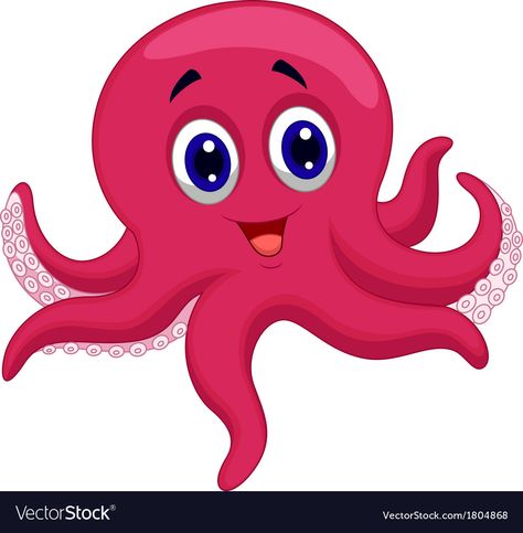 Octopus Cartoon, Cartoon Sea Animals, Baby Octopus, Cute Octopus, Cartoon Fish, Octopus Tattoo, Animal Clipart, Mermaid Birthday, Baby Shark