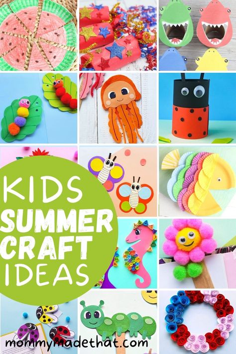 100+ Easy Crafts for Kids (Lots of Arts and Craft Ideas!) Summer Preschool Crafts, Summer Arts And Crafts, Summertime Crafts, Fun Summer Crafts, Diy Summer Crafts, Summer Camp Crafts, Summer Crafts For Kids, Crafts For Kids To Make, Summer Activities For Kids