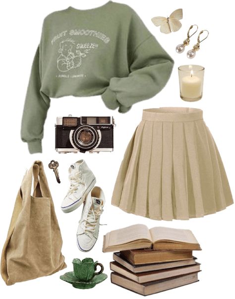 school 2 Outfit | ShopLook Styl Indie, Cottagecore Outfit Ideas, Casual Cottagecore, Academia Aesthetic Outfit, Hogwarts Outfits, Cottagecore Outfit, Cottagecore Clothes, Outfits Retro, Cottagecore Outfits