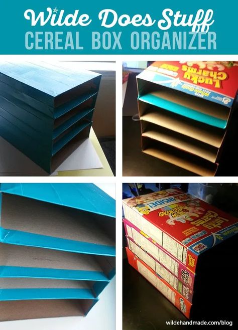 Cereal Box Organizer, Cereal Box Craft, Cardboard Organizer, Recycling Projects, Apartment Hacks, Duct Tape Crafts, Organizational Ideas, Classroom Culture, Spa Ideas