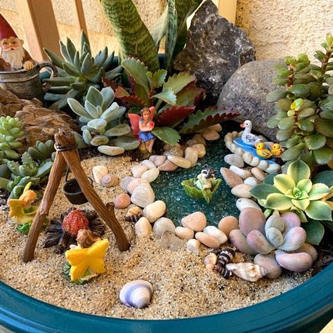 Bubbling River or River With Pond Miniature Garden Fairy | Etsy Fairy City, Fairy Garden Design Ideas, Mermaid House, Beach Fairy Garden, Garden Escape, Prayer Garden, Fairy Garden Plants, House Village, Tiny Garden