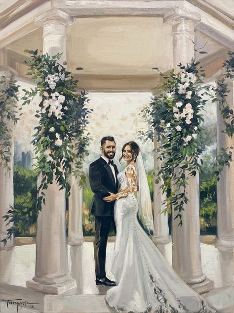 Wedding Portraits Painting, Wedding Portrait Painting, Live Wedding Painting, Wedding Illustration Drawings, Wedding Art Painting, Wedding Artwork, Wedding Drawing, Custom Portrait Painting, Wedding Painting