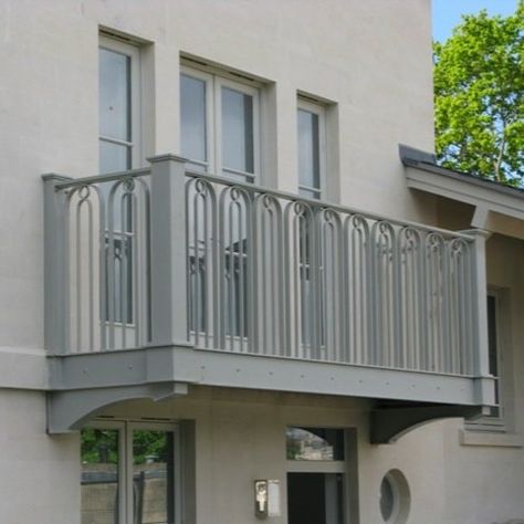 New cantilevered balconies for a new build development on Sydney Wharf in Bath. Finished in Hardwick White paint. Cantilever Balcony, Hardwick White, Fascia Board, Iron Balcony, New Build, White Paint, New Builds, White Paints, Metal Working