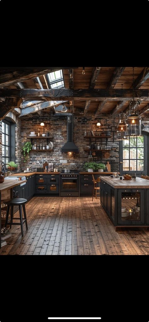 Industrial Kitchen Design, Cabin Kitchen, Rustic Kitchen Design, Home Decor On A Budget, Cabin Kitchens, Rustic Home Design, Decor On A Budget, Custom Kitchens, Dream House Rooms