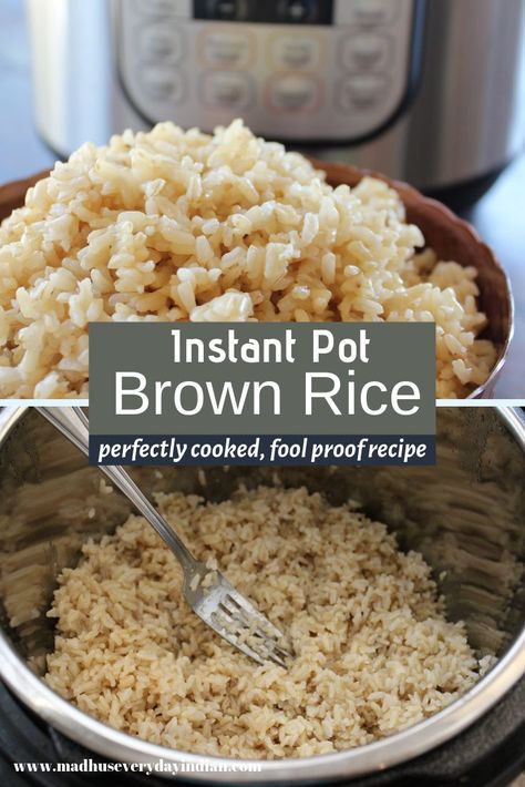 Instant Pot Brown rice recipe -easy fool proof recipe with step by step pics on how to make brown rice in instant pot. No more uncooked or mushy rice , this method gives you the perfectly cooked brown rice every single time.  #instantpot #brownrice #fullproof #recipe #stepbystep #perfect Jasmine Rice In Instant Pot, Jasmine Rice Instant Pot, Pressure Cooker Brown Rice, Rice In Instant Pot, Instant Pot Brown Rice, Rice In The Instant Pot, Perfect Brown Rice, Rice Instant Pot, Brown Jasmine Rice