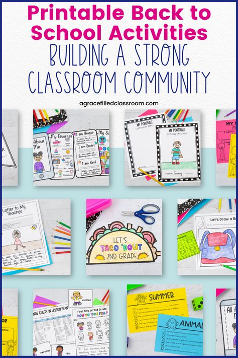 Printable Back to School Activities: Building a Strong Classroom Community - A Grace-Filled Classroom Classroom Community Building Activities, Community Building Activities, Building Classroom Community, Building Community, School Community, Classroom Community, Back To School Activities, School Counseling, Community Building