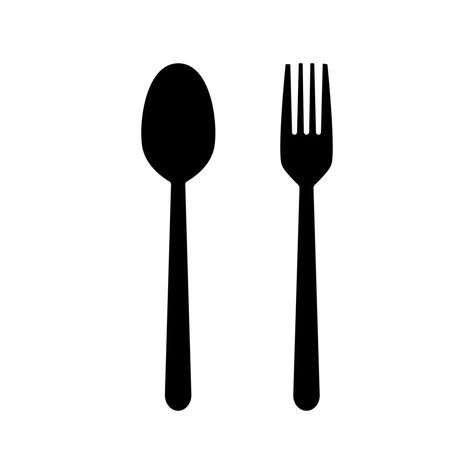 Spoon and fork vector silhouette icon Sendok Garpu Logo, Fork And Spoon Drawing, Spoon And Fork Logo, Contradiction Art, Fork Clipart, Food Silhouette, Spoon Clipart, Fork Drawing, Spoon Logo