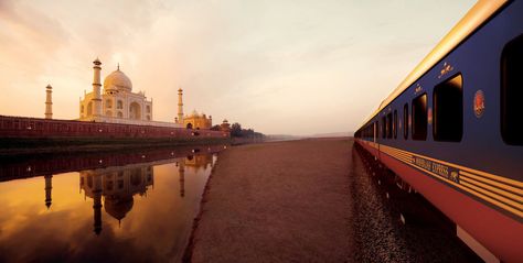 The Maharajas Express parked near the most famous sight on its itineraries. Agra Fort, Train Route, Train Tour, Luxury Train, India Tour, Train Journey, Train Rides, Train Travel, India Travel