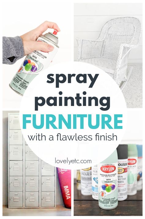 Should you spray paint furniture? I'm sharing everything you need to know about spray painting furniture including how to get a gorgeous finish, how to avoid drips, and the types of furniture you should never spray paint. Spray Paint Furniture Without Sanding, Painting Veneer Furniture, Spray Paint Dresser, Spray Painting Furniture, Spray Painting Wood Furniture, Chalk Spray Paint, Paintings Wall Decor, Painted Outdoor Furniture, Spray Paint Wood