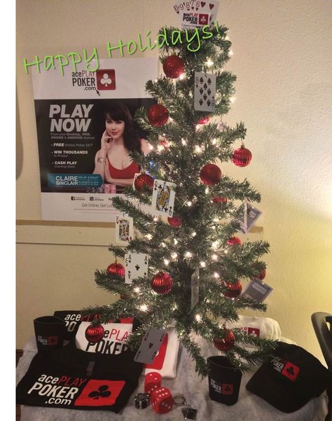 Happy Holidays from the acePLAY Poker Team! Tell us what you think of this years acePLAYpoker.com poker themed Christmas tree! Themed Christmas Tree, Themed Christmas, Christmas Tree Themes, What You Think, Happy Holidays, Poker, You Think, Christmas Crafts, Christmas Decorations