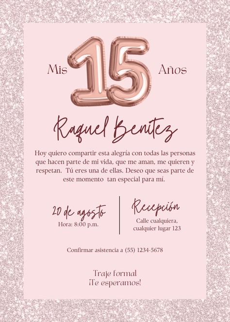 Quinceañera invitación Quince Template, Quince Invitations Digital, Online Quinceanera Invitations, Quince Online Invitations, Pink Quince Invitations Template