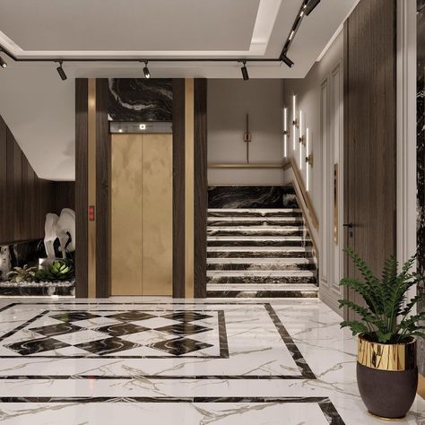 Lift Wall Design Residential, Lift Lobby Design Residential Luxury, Elevator Lobby Design Apartments, Lift Wall Design, Lift Lobby Design Residential, Entrance Lobby Design Residential, Lobby Design Residential, Entrance Residential, Hallway Luxury