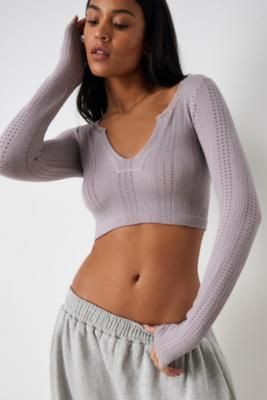 Urban Outfitters Style, Going For Gold, Cropped Tops, Urban Outfitters Tops, Baby Tee, Long Sleeve Crop Top, Infant Tees, Women Lingerie, Ribbed Knit