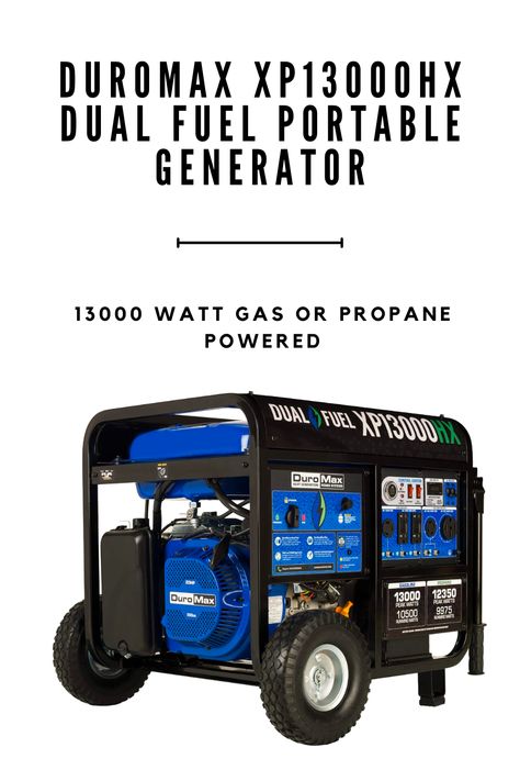 DuroMax XP13000HX Dual Fuel Portable Generator - 13000 Watt Gas or Propane Powered - Electric Start w/ CO Alert, 50 State Approved, Blue #Dad #power #poweroutage #snow #ice #work #generator Portable Generator, Power Outage, 50 States, Propane, House Floor Plans, Fuel, Electricity, Floor Plans, How To Plan