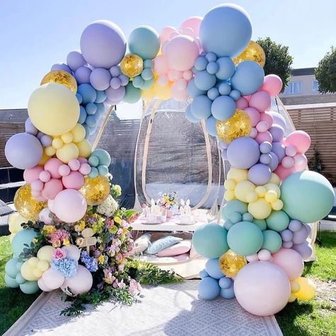 Amazon.com: Pastel Unicorn Balloon Garland – 145 Pack Green Blue Yellow Pink Purple Colourful Balloons,Gold Confetti Balloons for Princess Wedding Baby Shower Birthday Party Decor : Home & Kitchen Blowing Up Balloons, Unicorn Balloon, Fiesta Tropical, Gold Confetti Balloons, Pastel Balloons, Purple Balloons, Green Balloon, Rainbow Balloons, Colourful Balloons