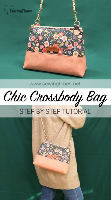 DIY Chic Crossbody Bag💖 Sew a Stylish Shoulder Bag with Zipper Pocket Inside! Sewing Times, Cross Body Bag Pattern Free, Diy Fabric Purses, Quilted Purse Patterns, Crossbody Purse Patterns, Crossbody Bag Tutorial, Crossbody Bag Diy, Purse Patterns Free, Cross Body Bag Pattern