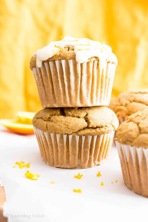 Easy Orange Muffins Recipe (Vegan, Gluten Free, Dairy-Free) - Beaming Baker Cardamom Muffins, Vegan Gluten Free Muffins, Beaming Baker, Orange Muffin Recipe, Vegan Gluten Free Snacks, Gluten Free Oatmeal Cookies, Cookie Recipes Oatmeal Raisin, No Bake Energy Bites, Orange Muffins