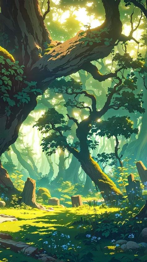 Concept Art Nature, Enchanted Forest Art, Jungle View, Jungle Artwork, Landscape Drawing Tutorial, Forest Sunrise, Jungle Aesthetic, Forest Landscape Painting, Fantasy Nature