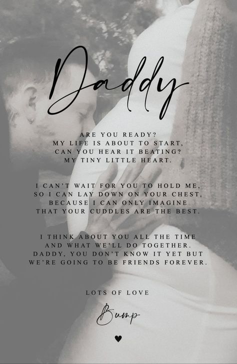 Newborn or pregnancy announcement. A letter from bump from baby to dad I found this beautiful poem and then edited it over our maternity photos then gifted it to my husband the night my waters broke along with a 4 page hand written note, adulthood is scary and that moment your relise your about to be a parent again or for the 1st time is scary so i wanted him to know everything was going to be ok Valentines Pregnancy Announcement To Dad, Wedding Pregnancy Announcement, How To Tell Your Husband Youre Expecting, Baby Announcement For Dad, Baby On Board Announcement, Maternity Photo Quotes, Hi Daddy Announcement, Cute Baby Announcements For Husband, Baby Announcement For Husband