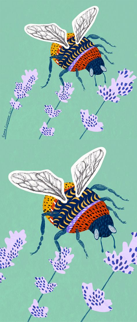 Carpenter Illustration, Bug Patterns, Honey Bee Illustration, Bees Illustration, Bumble Bee Illustration, House Mural, Spring Bugs, Lightbulb Moment, Dragon Flys