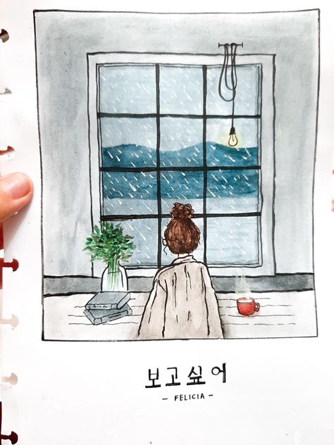 Rainy Day Drawing, Watercolor Painting Easy, Watercolor Simple, Drawing Scenery, Abstract Pencil Drawings, Canvas Drawing, Art Journal Therapy, Art Painting Gallery, Easy Doodles Drawings