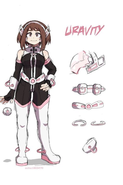 Hero suit upgrade Aizawa Hero Costume Redesign, Ochako Uraraka Hero Costume Redesign, Uraraka In A Suit, Hero Suit Ideas Bnha, Mha Hero Suit Redesign, Ochako Uraraka Redesign, Uraraka Costume Redesign, Mha Hero Costume Redesigns, Uraraka Hero Costume Redesign