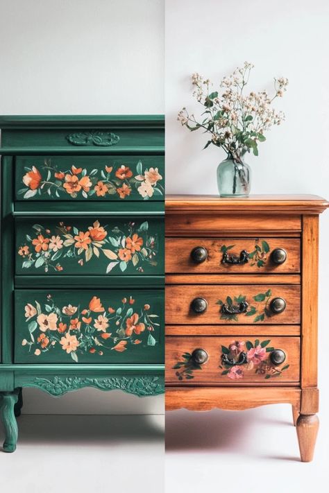 Want to add a boho vibe to your home? Learn how to upcycle old furniture into stunning pieces with unique textures, colors, and patterns for a perfect boho look. 🏡✨ #BohoChicUpcycling #UpcycledFurniture #DIYBohoDecor #EcoFriendlyHome #SustainableLiving Boho Chest Of Drawers, Boho Chest, Boho Nightstand, Unique Dresser, Upcycle Dresser, Colorful Dresser, Furniture Flipping, Diy Boho Decor, Furniture Flip