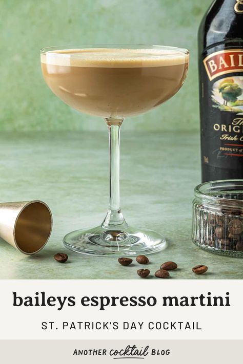 Shake up your new favorite after dinner cocktail, with this Baileys espresso martini. Made with only 4 ingredients, this creamy, caffeinated cocktail transforms the sweet flavors of Irish coffee into an elegant martini. Baileys Espresso, Peppermint White Russian, Cotton Candy Martini, Baileys Irish Cream Coffee, Liqueur Cocktails, Vodka Sunrise, After Dinner Cocktails, Bartending Tips, Irish Cream Coffee