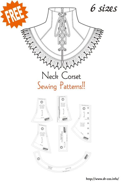 Clothing Sewing Patterns Free, Japanese Sewing Patterns, Corset Sewing Pattern, Neck Corset, Cute Sewing Projects, Costume Sewing Patterns, Corset Pattern, Free Sewing Patterns, Diy Clothes Design