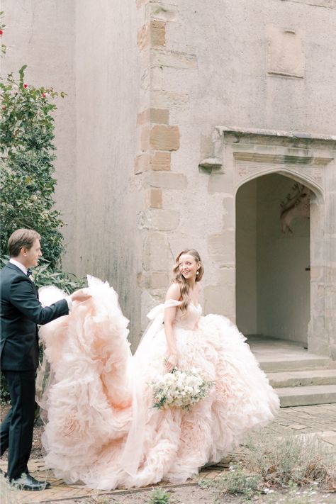 Pastel blush pink bridal ballgown wedding dress by Morilee for unique style Pale Blush Wedding Dress, Blush Bridal Gown, 3d Rose Wedding Dress, Pink Fluffy Wedding Dress, Subtle Pink Wedding Dress, Pink And White Wedding Dresses, Champagne Pink Wedding Dress, Blush Satin Wedding Dress, Blush Colored Wedding Dresses