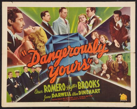 Dangerously Yours 1937, Phyllis Brooks, Dangerously Yours, Roaring 20, Art Things, 20th Century Fox, Lobby Cards, Romance Movies, Film Posters