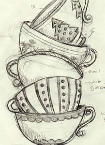 Knitting Painting, Christmas Card Invitation, Tea Cup Drawing, Drawing Everyday, Teacup Tattoo, Coffee Designs, Art Homework, Mug Drawing, Cup Tattoo