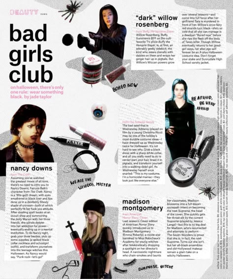 Halloween Magazine Layout, Nancy Downs Icon, Nancy Downs Aesthetic, Nancy Downs Outfit, The Craft Aesthetic, Halloween Magazine, Willow Rosenberg, Nancy Downs, Madison Montgomery